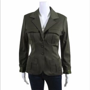 Plein Sud Wool blend olive blazer sz 8 excellent condition